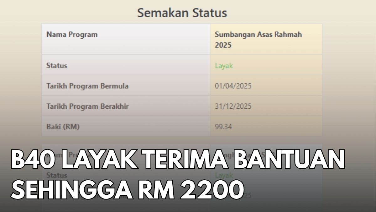 B40 LAYAK TERIMA BANTUAN SEHINGGA RM 2200 : SEMAK STATUS MYKASIH ANDA